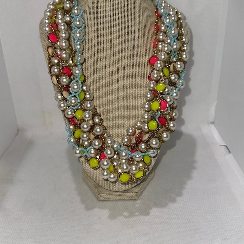 Kate Spade Pearl Pink and Yellow Bead Layered Necklace 22” - EUC